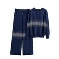 thumbnail image 4 of sususu Womens Fall Clothes,Fall Outfits Women Knitted Trousers Suit Long Sleeve Cardigan Pants Outfit Soft Comfortable Two Piece Jogger Co Ords Daily Wear Home Relaxation Stylish Loungewear - Blue, 4 of 4
