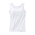 thumbnail image 2 of Women Tank Top with Built-in Padded Bra Wide Strap V-Neck Camisole Cotton Cami Shirts White S, 2 of 4
