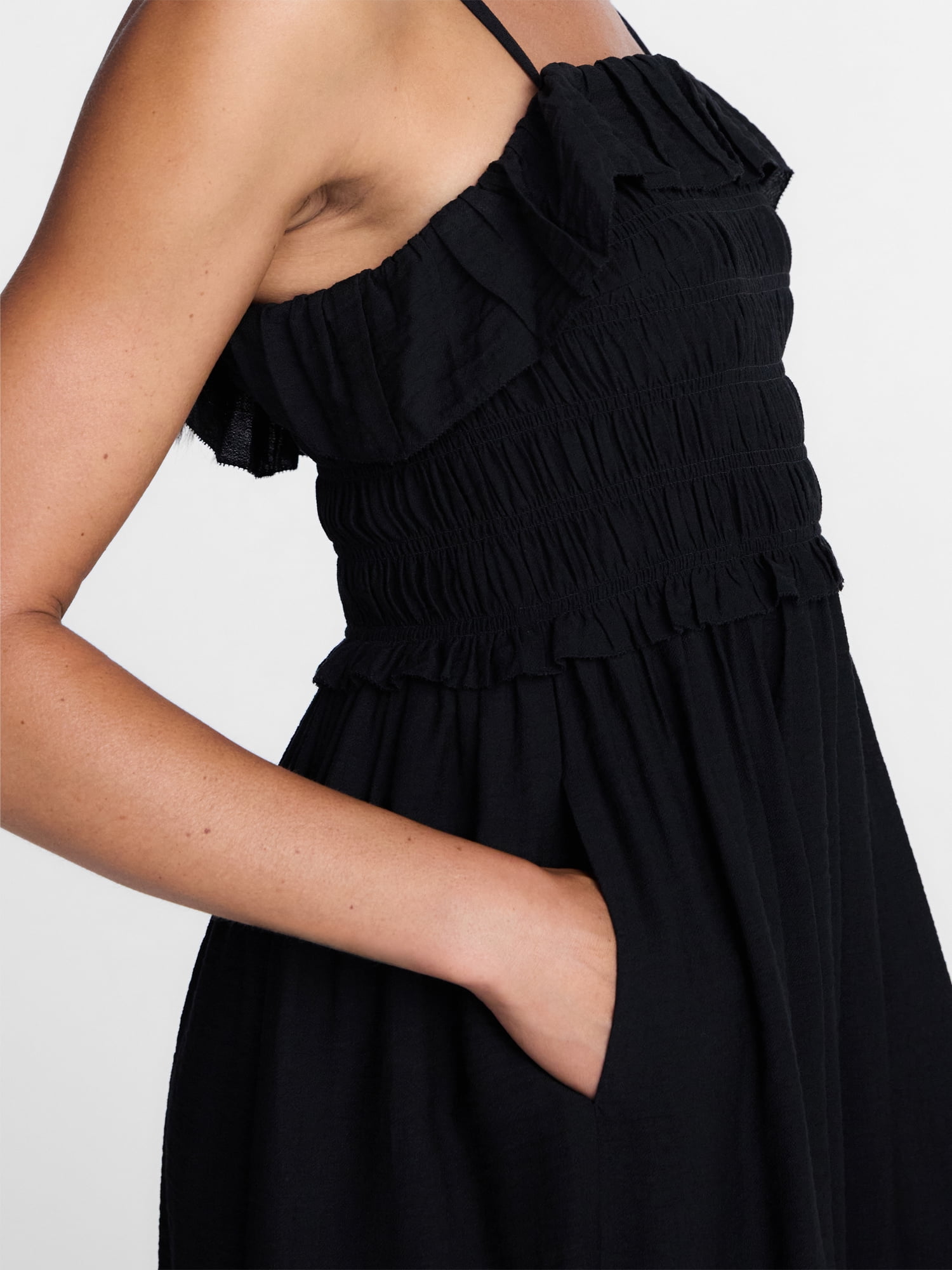 Time and Tru Women's Sleeveless Smocked Midi Dress, Sizes XS-XXXL