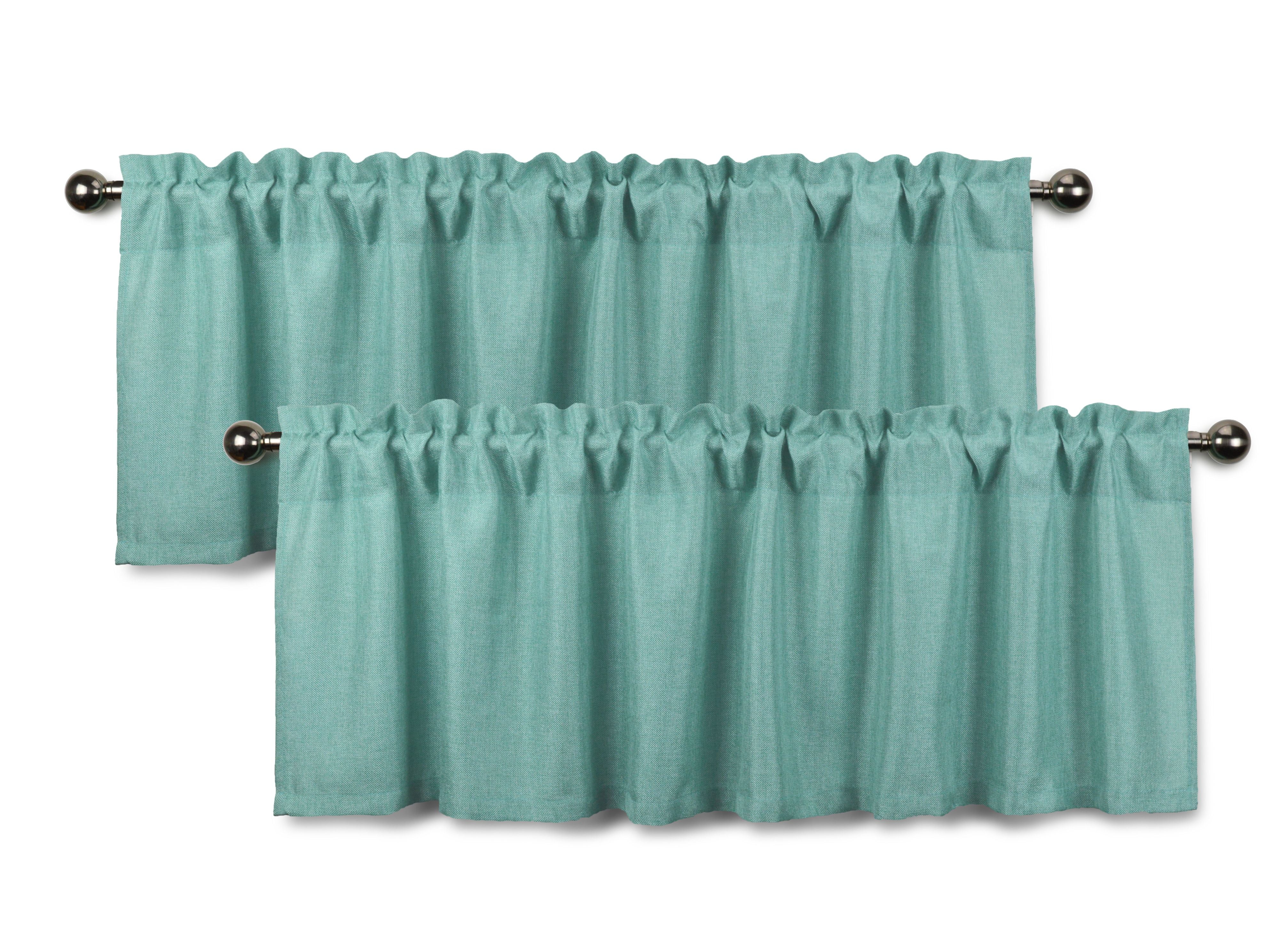 Aiking Home Rod Pocket Faux Linen, Green Valance Curtains