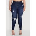 thumbnail image 4 of Womens Plus Size WAX Distressed Stretch Skinny Jeans, 4 of 5