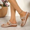 thumbnail image 6 of Norvail Womens Wedge Sandals Slip On Arch Support Slides Recovery Summer Beach Slippers Comfortable Plantar Fasciitis Arch Support Low Wedge Dressy Open Toe Walking Shoes, 6 of 6