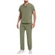 thumbnail image 1 of Penkiiy Scrubs Set para hombres, Classic V-Neck Stretch Top& Pantalones rectos Yoga Waistband 2XL Verde, 1 of 9