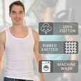 thumbnail image 3 of Men's Tank Tops 100% Cotton A-Shirts Multipack Undershirts White & Colored Tank Tops for Men (White 3 Pack, M), 3 of 11
