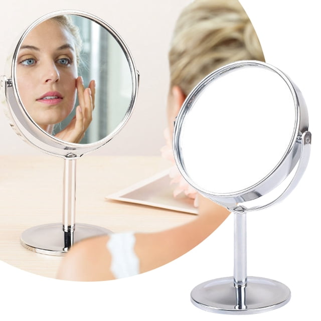 Magnifying Vanity Table Glass Double Sided Swivel 2X Magnification Makeup Standing Glass,Silver Makeup Magnifying Glass
