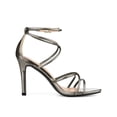 thumbnail image 3 of BLISSFUL STEP Women's Open Toe Strappy Straps Prom Stiletto Heels Sandals Gunmetal 10, 3 of 7