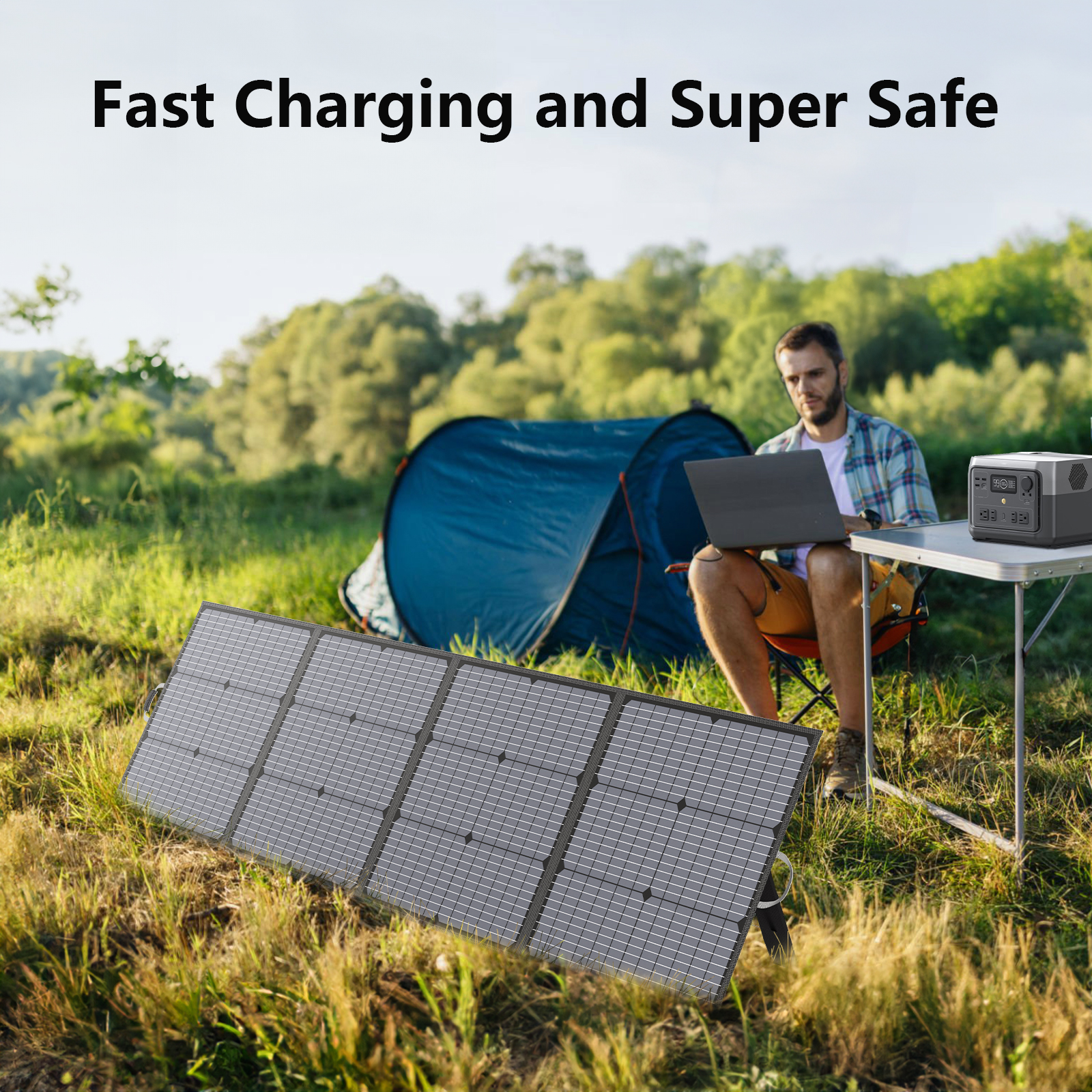 MHPOWOS Portable Foldable 220W 40V Solar Panel IP67 Waterproof Solar Panel Kit with Adjustable Kickstand for Power Station Camping Home Backup Off Grid System