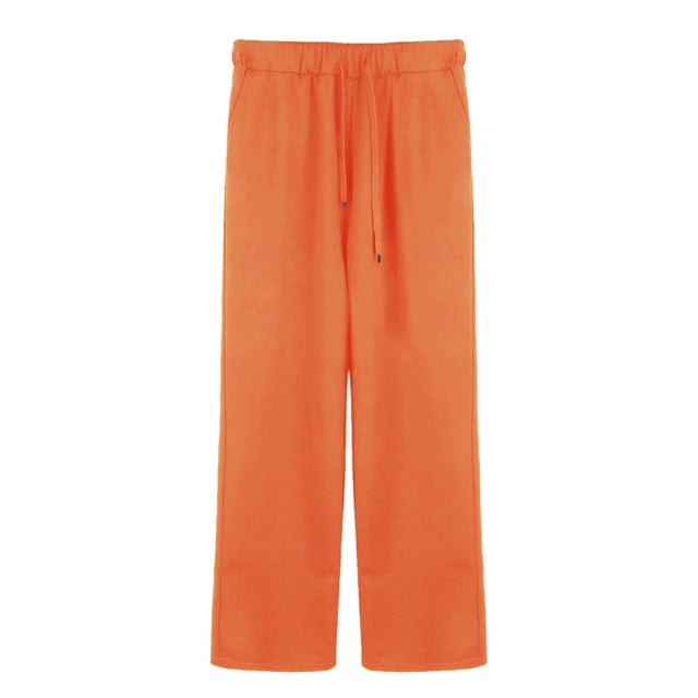 IDALL Lounge Pants Women Business Casual Pants Ladies' Fashionable And Simple Spring And Versatile Drawstring Casual Pants Wide Leg Pants Woman Summer Pants Orange 4XL