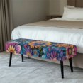 thumbnail image 2 of XYZCANDO Easy Install Rectangular Long Bench Protector, Vibrant Floral Print Polyester Spandex Washable Bench Covers for Dining Room Living Room, 2 of 9