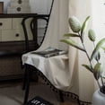 thumbnail image 3 of 1 Pair Cotton Hemp Milk White Window Curtains with Black Tassel Edge 59" W x 79" L, 3 of 5