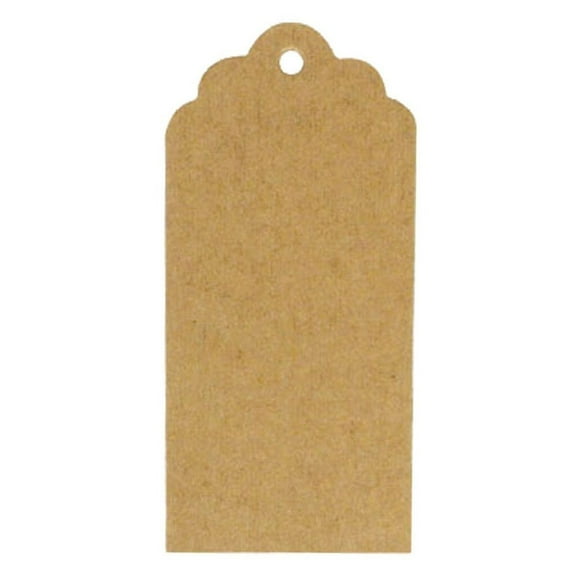 Wrapables® 50 Gift Tags/Kraft Hang Tags with Free Cut Strings for Gifts, Crafts & Price Tags - Scalloped Tag