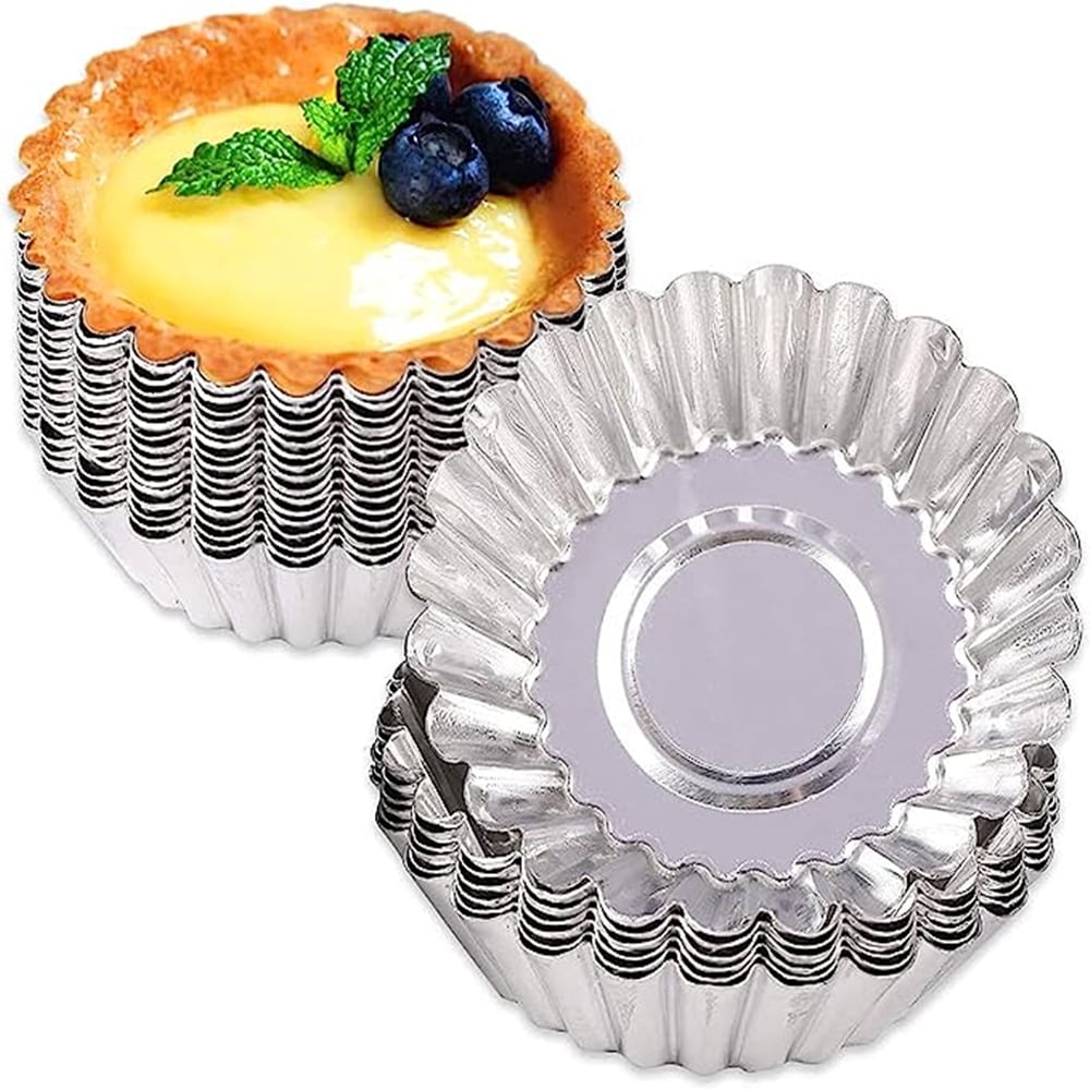 50PCS Egg Tart Mold for Baking, 3.8 Inch Stainless Steel Mini Tart Tin