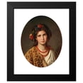 thumbnail image 2 of Eugen Felix 15x18 Black Modern Framed Museum Art Print Titled - Portrait of a Girl with Wreath of Roses in Her Hair and Leopard Skin, 2 of 5