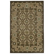Adela Modern Ornamental Rug, Tan/Chocolate/Teal Green, 7ft-6in x 10ft-6in Area Rug