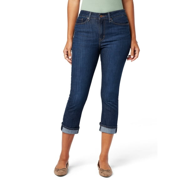 Levi Strauss Signature Women's and Women's Plus Mid Rise Capri Jeans, 25" Inseam, Sizes 2-28
