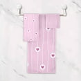 thumbnail image 4 of GZHJMY Bath Towel Sets for Bathroom Hand Towels Fingertip Towels Red Love Heart on Pink Stripes 3 Piece Decorative Soft Cotton Absorbent, 4 of 6