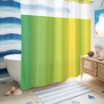 thumbnail image 5 of No Hook Shower Curtain, Green Yellow Omvre Striped Shower Curtains for Bathroom with See Through Top Window, Color Vertical Stripe Waterproof & Washable Bath Curtain 66"x72", 5 of 9