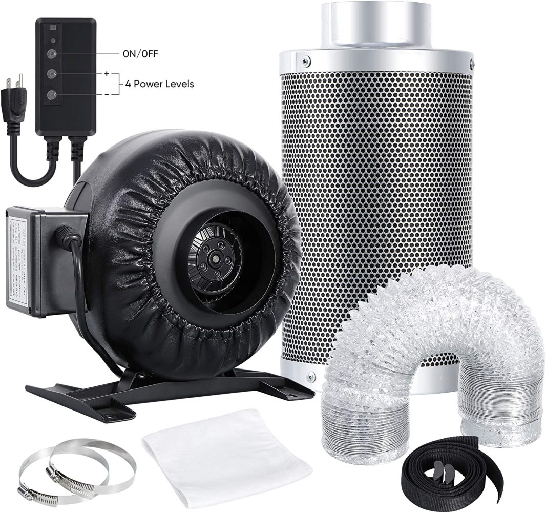 JayDAYon 4 Inch 276 CFM Duct Inline Fan Ventilation Kit with Carbon