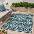 thumbnail image 2 of Noble House Myrtle 90x63" Indoor/Outdoor Fabric Geometric Area Rug in Navy/Green, 2 of 13