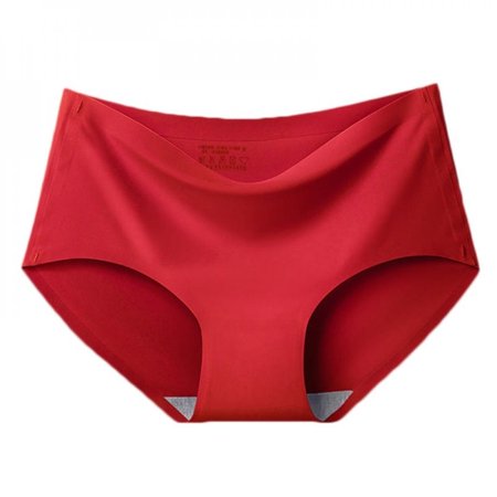 

Xmarks Women s Seamless Briefs Ice Silk Panties Mid-Rise No Show Underwear Red M