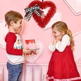 thumbnail image 1 of Decoraciones para el Día de San Valentín, Corona de 14 pulgadas para el Día de San Valentín, Corona en forma de corazón con lazos a cuadros para la puerta principal, Decoraciones para el Día de San Va, 1 of 6
