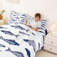 thumbnail image 4 of Manfei Cartoon Sardine King Sheets, Rustic Fish Bedding, Navy White, 4-Piece, 1 Flat Sheet, 1 Fitted Sheet and 2 Pillowcases, 4 of 6