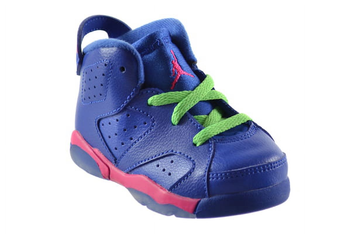 Jordan 6 Retro (BT) Baby Toddlers Basketball Shoes Gym Royal-White-Pink-Green 384667-439 - image 2 of 6