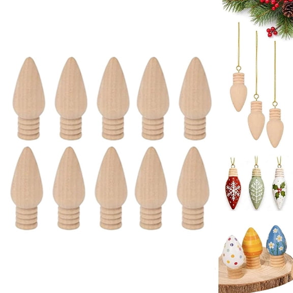 100 Pack Wooden Christmas Bulbs for Crafts,Unfinished Wood Light Bulbs