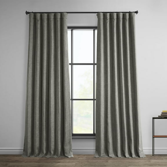HPD Half Price Drapes Blazer Grey Faux Linen Room Darkening Curtains for Bedroom & Living Room Curtains (1 Panel), Door & Window Curtains 108 inches long, Rod Pocket curtains & drapes, 50W X 108L