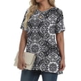 thumbnail image 4 of Fantaslook Plus Size Womens Tunic Tops Short Sleeve Casual Floral Shirts Swing Flare Dressy Blouses, 4 of 8