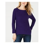 STYLE & COMPANY Womens Purple Textured Long Sleeve Jewel Neck Sweater Petites PP