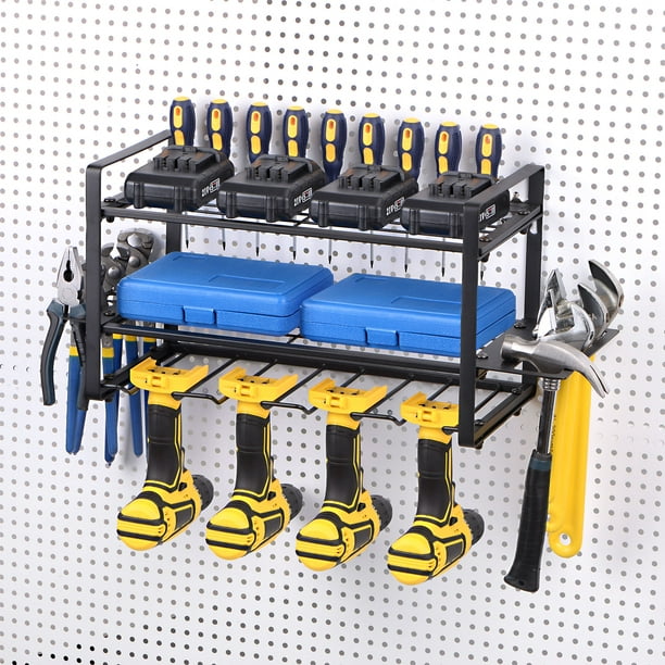 Organisateur d'outils électriques flottants robustes de 17 x 2,1 po, support  de rangement mural pour outils portatifs et électriques, étagère à outils  en métal pour perceuse peu encombrante 