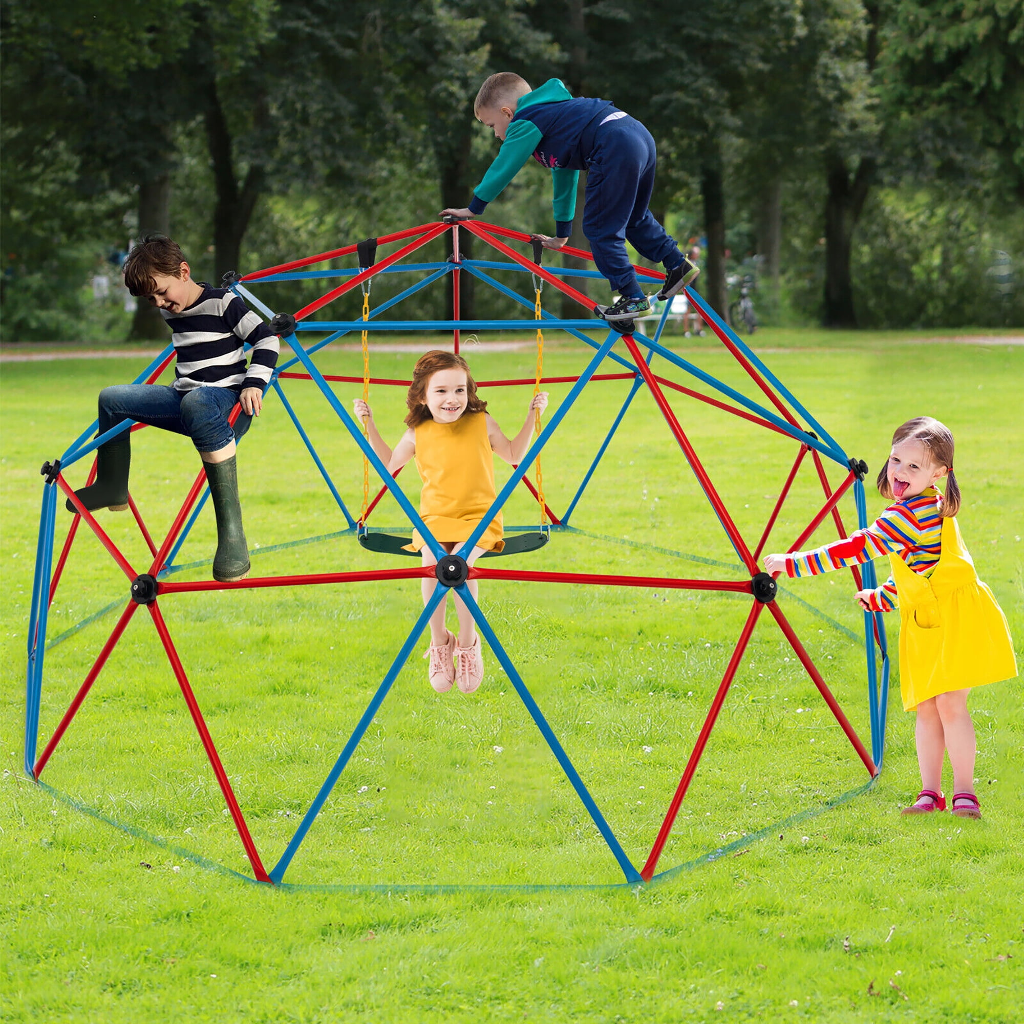 ASTM Certified Playground Equipment GVDV 10FT Climbing Dome With Hammock -  Outdoor Jungle Gym For Kids 3+ Years, 880Lbs Capacity Climbing Dome With  Swing, image size:2000x2000