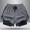 thumbnail image 1 of Pantalones cortos casuales de marca de moda para hombre, pantalones de fitness para correr de estilo americano, forro de dos piezas, pantalones cortos de baloncesto de tres cuartos con ilusión, 1 of 4