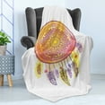 thumbnail image 4 of Eastern Soft Flannel Fleece Throw Blanket, Watercolor Abstract Mandala Design Bohemian Dreamcatcher Print, Cozy Plush for Indoor and Outdoor Use, 70" x 90", Multicolor, by Ambesonne, 4 of 5