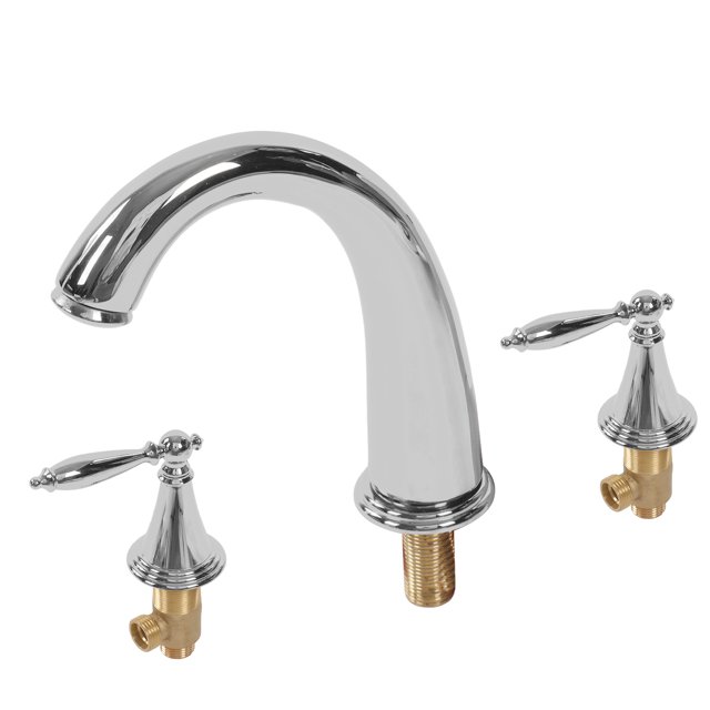 Bathroom Double Handle Separate Faucet Spatter Proof European Style Copper Basin Cold and Hot Water Faucet Double Handle Split Faucet Full Copper Three Hole Basin Faucet