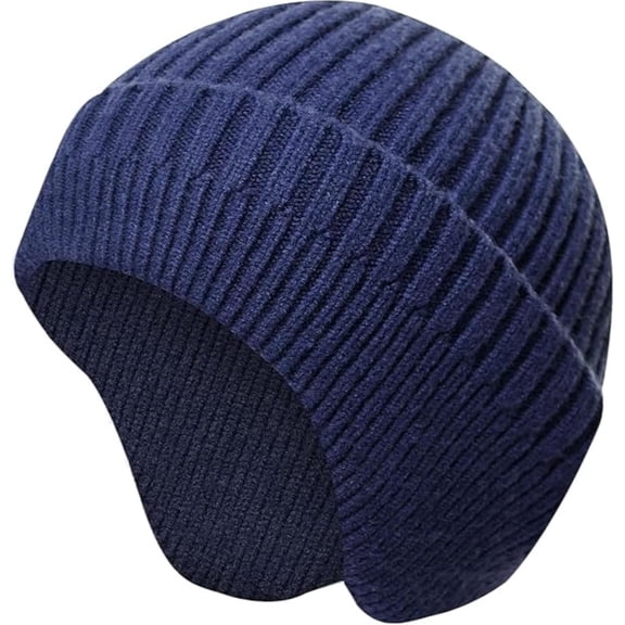 Kukuzhu Winter Beanie for Men Women with Earflap, Fleece Lined Beanie Soft Warm Knit Hat Ski Stocking Cuffed Cap