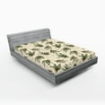 thumbnail image 2 of Ambesonne Leaves Greenery Fitted Sheet, Minimalistic Jungle, Full Size, Eggshell Hunter Green, 2 of 5