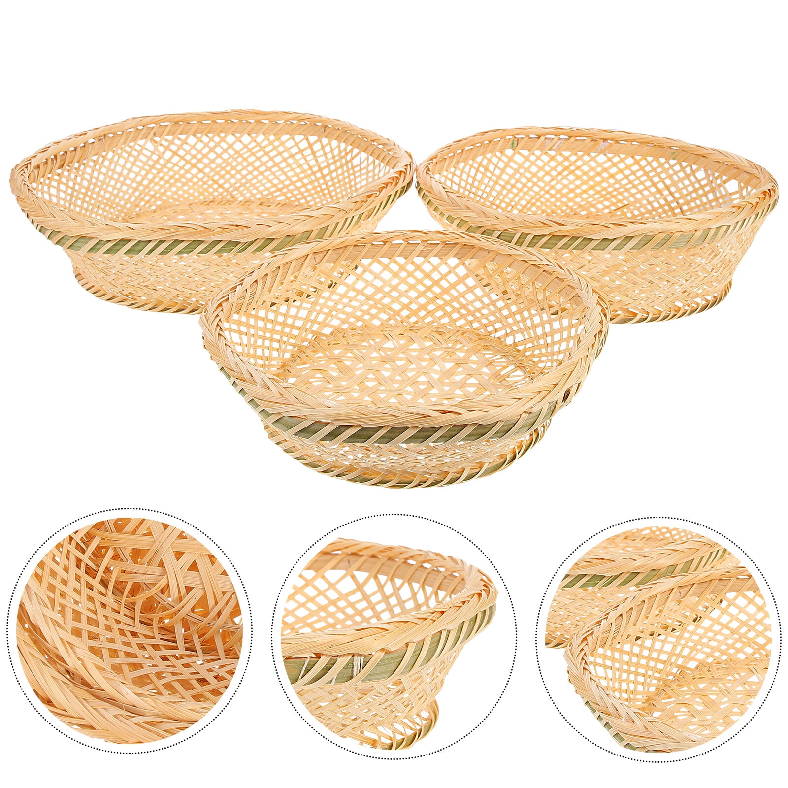 3pcs Weaving Craft Baskets Household Baskets Bamboo Woven Storage
