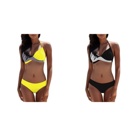 2-Pack Beachwear Bikini Padded Push Up Womens Swimsuit Bra Bathing Suit Swimwear Set Swimwears Tankinis Set plus Size Bathing Suits for Women Leopard Women Swimsuits Two Piece Shorts Swimsuits with