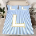 thumbnail image 2 of Feelyou Fashion Monogrammed L Full Size Sheets for Girl, Modern Abstract Lines Bed Sheets, Cute Cartoon Sheet Sets, Ultra Soft Bedroom Decor, 4 Pieces, 2 of 7