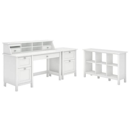 Bush Furniture Broadview Computer Desk Office Suite In Pure White