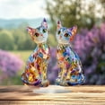 thumbnail image 6 of Michellecmm Cat Desk Decorations Artistic Stained Cat Figurine Acrylic Flat Ornaments Table Centerpieces, 6 of 8