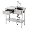thumbnail image 2 of EDTara 39” Single Bowl Utility Sink, Stainless Steel Free Standing Unit Featuring Drawer, Workbench, Storage Rack, Faucet, and All-Inclusive Plumbing Set for Kitchen, Laundry, or Workshop, 2 of 7