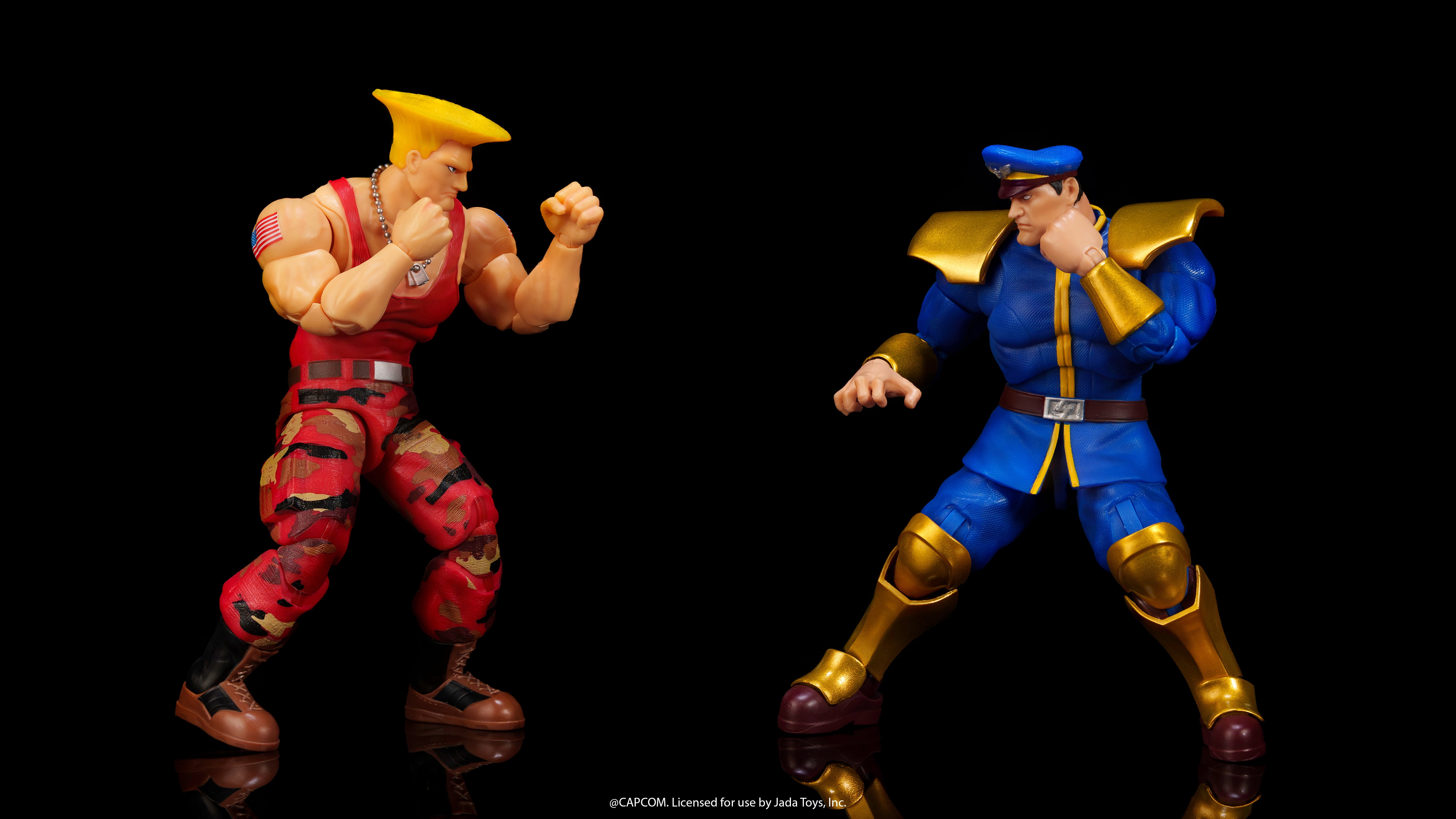 Jada Toys Street Fighter II Guile vs M. Bison 2-Pack Action Figure – 1:12 Scale, 6" Tall, Interchangeable Heads, Hands & Accessories