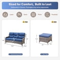 thumbnail image 2 of Giantfurnni 3-Piece All Weather Patio Furniture Set with 6-Inch Thick Cushions, High Back Outdoor Sofa and Ottomans for Porch Deck Balcony Yard, Grey Wicker Blue Cushions, 2 of 8