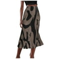 thumbnail image 2 of JIANJIA Womens Skirts Autumn Winter Color Block Print High Waist A Line Skirt Sportwear, 2 of 5