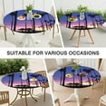 thumbnail image 7 of Waterproof Round Tablecloth with Summer Beach Palm Trees and Tropical Palm Trees Designs, Elastic Fitted Vinyl Table Cover with Backing, Ideal for Indoor Dining and Outdoor Use, 7 of 7