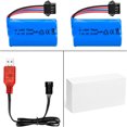 thumbnail image 5 of 2 Pack 700mAh Lithium Battery 7.4V Rechargeable Batteries W/ USB Charger SM-4P Plug for RC Car Drift Monster Truck Off Road Vehicle, Blue, 5 of 6