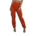 thumbnail image 6 of Women Solid-Color High Waist Cargo Pants with Pockets Slacks with Tight Bottoms, 6 of 8